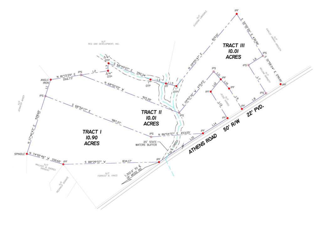 Aerial view of the 20-acre land parcel at 710, 810, and 910 Athens Road, Athens, GA, sold by Stratus Property Group.
